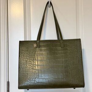 Beis Travel Olive Green Croc Tote Bag